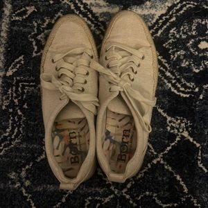 BORN TAN CANVAS ESPADRILLE ACCENT TENNIS SHOES 7M FASHION SNEAKERS. Gently worn.